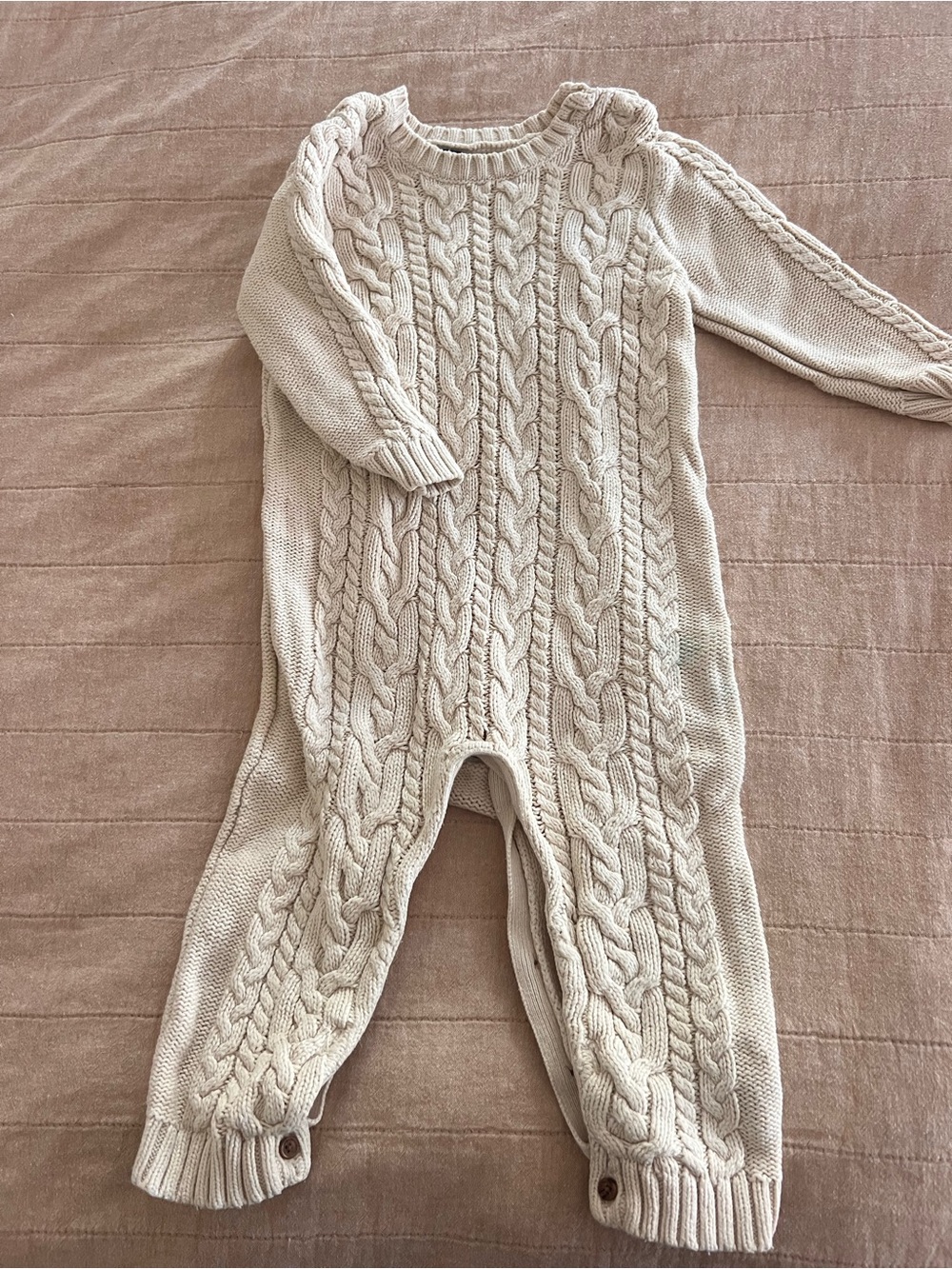 GAP Cream Cable Knit Baby One-Piece